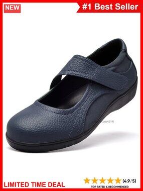 Women's Mary Jane Orthopedic Flats Vegan Leather Memory Foam Work Shoes
